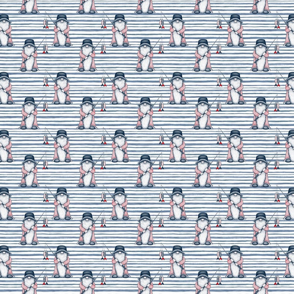 Fishermen Gnome Stripe Fabric - Navy - ineedfabric.com