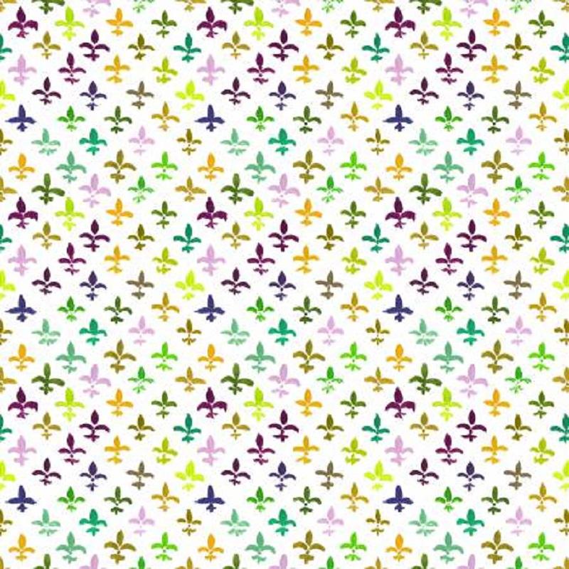 Fleur De Lis Fabric - White - ineedfabric.com