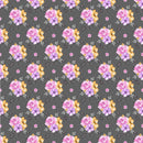 Floral Bouquet on Trellis Pattern Fabric - Black - ineedfabric.com