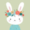 Floral Bunny Fabric Panel - ineedfabric.com