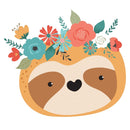 Floral Crown Sloth Fabric Panel - ineedfabric.com