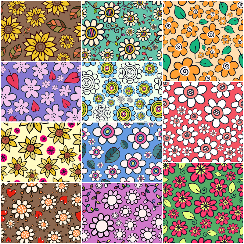 Floral Doodle Fabric Collection - 1 Yard Bundle - ineedfabric.com