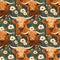 Floral Highland Cows Pattern 10 Fabric - ineedfabric.com