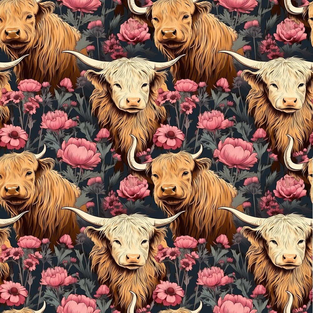 Legacy Creations Highland Cows Pattern 1 Fabric Quilting Cotton / Yard