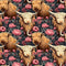 Floral Highland Cows Pattern 12 Fabric - ineedfabric.com
