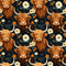 Floral Highland Cows Pattern 2 Fabric - ineedfabric.com