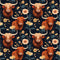 Floral Highland Cows Pattern 5 Fabric - ineedfabric.com