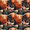 Floral Highland Cows Pattern 6 Fabric - ineedfabric.com
