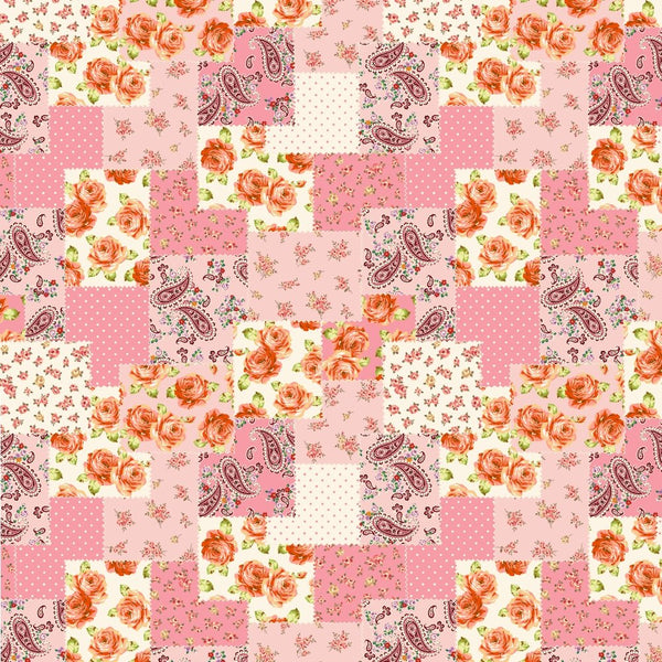 Floral Paisley Patchwork Fabric - Pink - ineedfabric.com