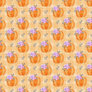 Floral Pumpkins on Buffalo Plaid Fabric - Orange - ineedfabric.com