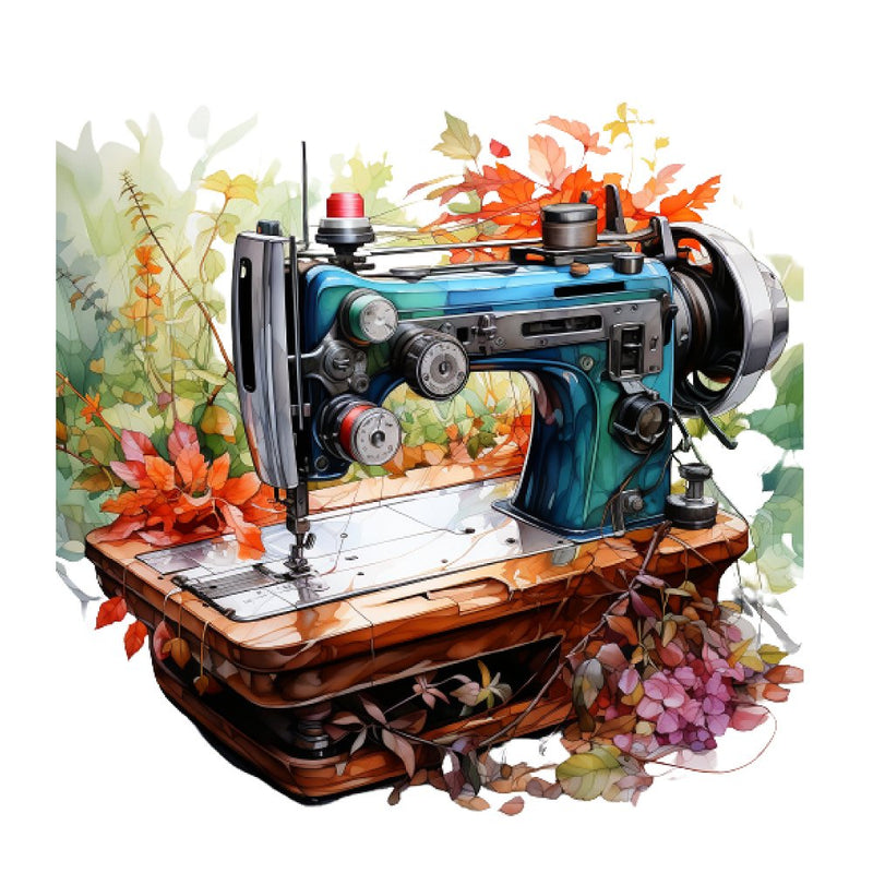 Floral Sewing Machine Vibrant Fabric Panel - ineedfabric.com