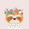 Floral Sloth Fabric Panel - ineedfabric.com