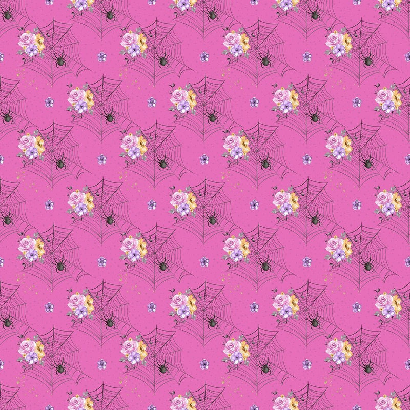 Floral Spider Webs Fabric - Pink - ineedfabric.com