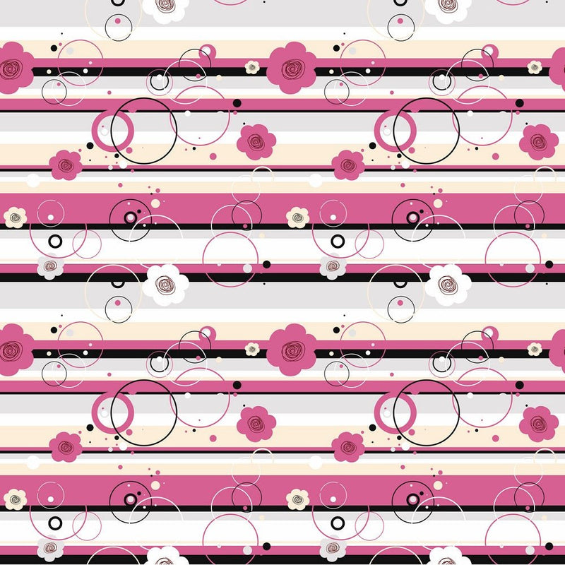 Floral Stripes and Bubbles Fabric - ineedfabric.com