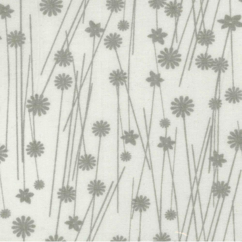 Floral Stripes Tone on Tone Fabric - Gray on White - ineedfabric.com