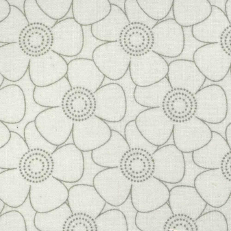 Floral Tone on Tone Fabric - Gray On White - ineedfabric.com