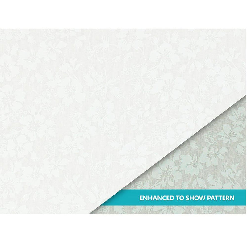 Floral Tone on Tone Fabric - White on White - ineedfabric.com