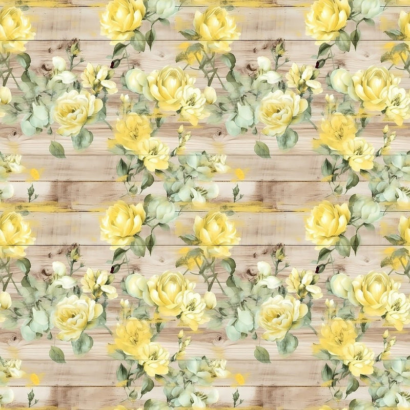 Florals & Wood Planks Pattern 1 Fabric - ineedfabric.com