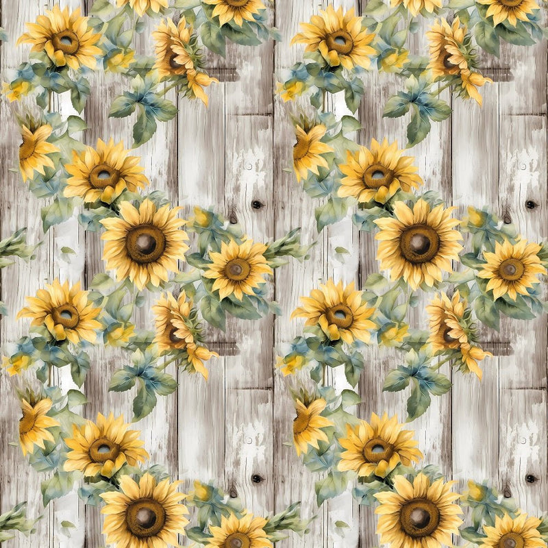 Florals & Wood Planks Pattern 3 Fabric - ineedfabric.com