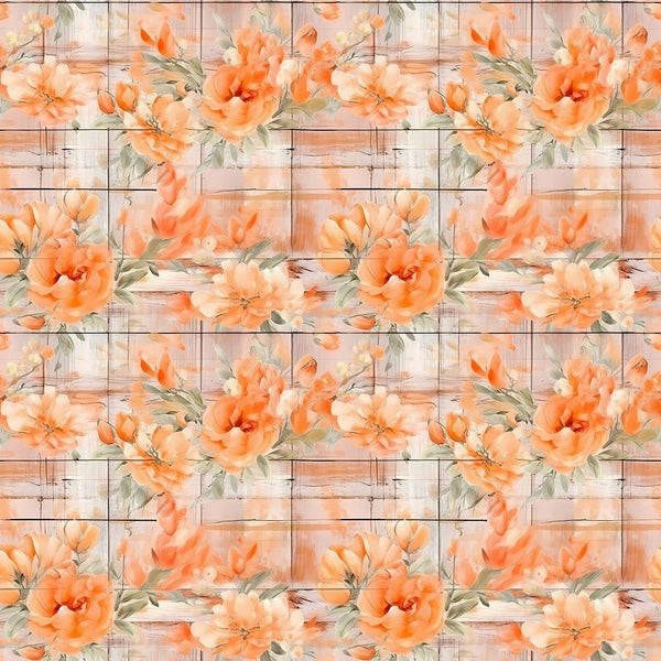 Florals & Wood Planks Pattern 6 Fabric - ineedfabric.com