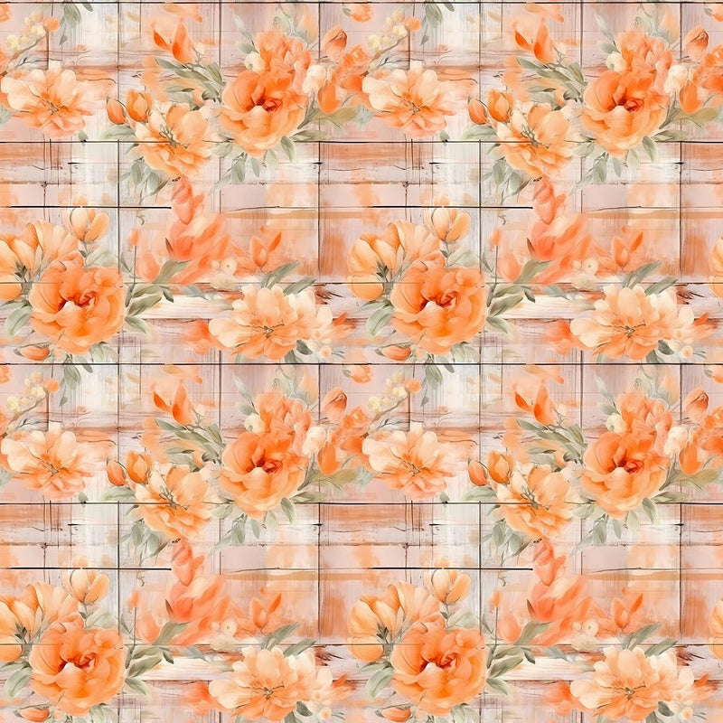 Florals & Wood Planks Pattern 6 Fabric - ineedfabric.com