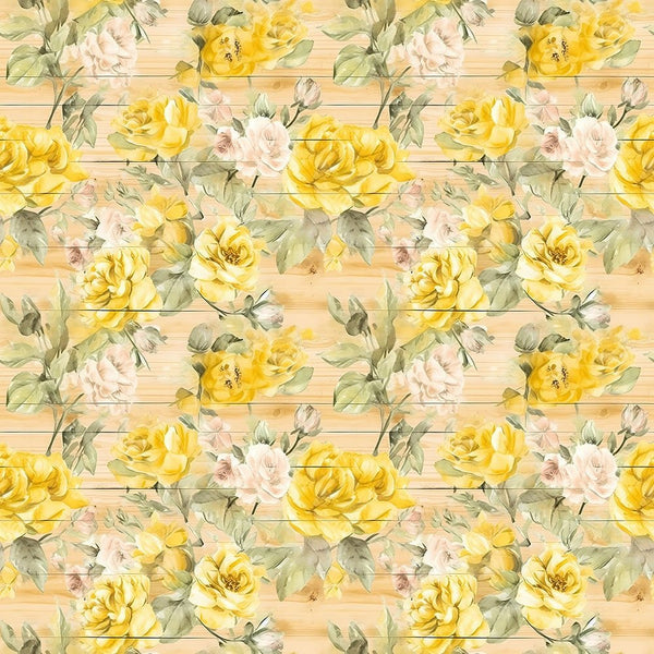 Florals & Wood Planks Pattern 7 Fabric - ineedfabric.com