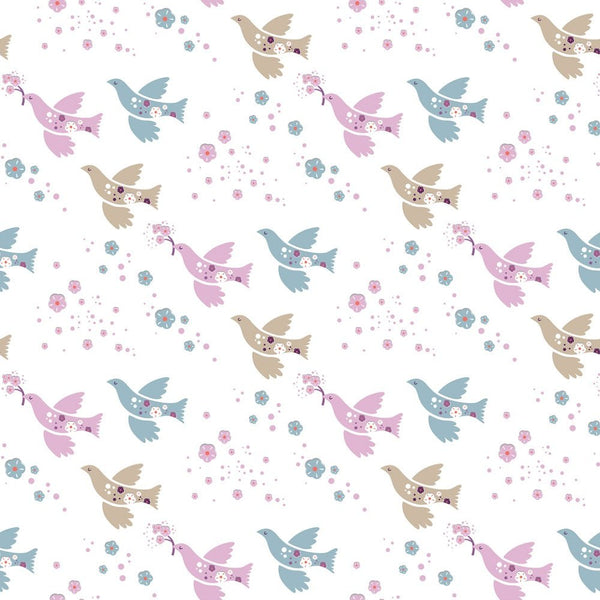 Flowers and Birds with Branches Fabric - ineedfabric.com