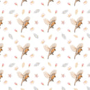 Flying Birds, Feathers, & Apple Tree Flowers Fabric - ineedfabric.com