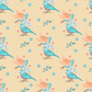 Flying Birds & Flowers Fabric - Light Yellow - ineedfabric.com