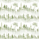 Foggy Forest Watercolor Fabric - Green - ineedfabric.com