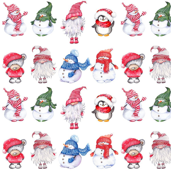 Forest Gnomes & Friends Fabric - White - ineedfabric.com