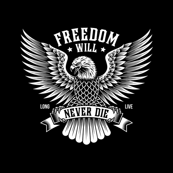 Freedom Will Never Die Fabric Panel - Black - ineedfabric.com