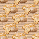 Fresh Baguettes on Horizontal Stiped Fabric - Cream - ineedfabric.com