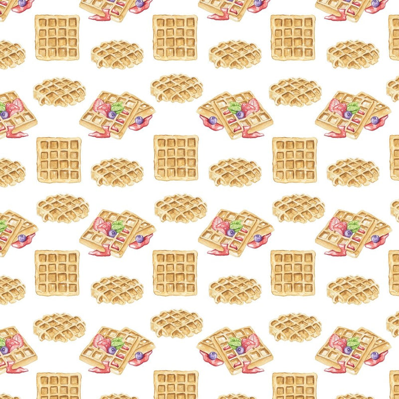 Fresh Berries & Waffles Fabric - White - ineedfabric.com