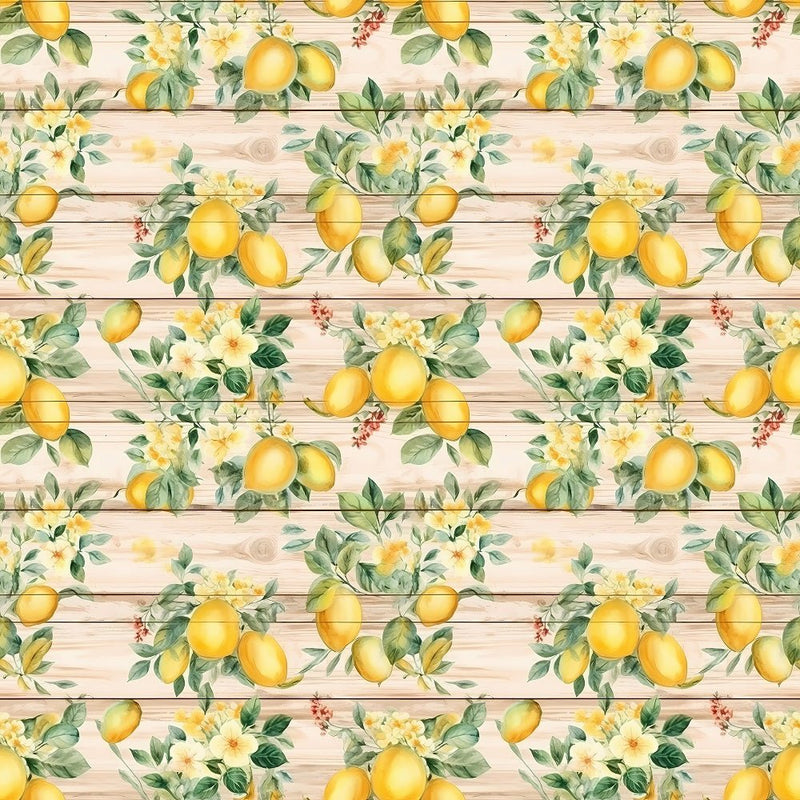 Fruits & Wood Planks Pattern 8 Fabric - ineedfabric.com