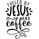Fueled By Coffee & Jesus Fabric Panel - White - ineedfabric.com