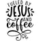 Fueled By Coffee & Jesus Fabric Panel - White - ineedfabric.com
