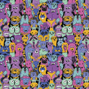 Funny Animal Fabric - Purple/Yellow - ineedfabric.com