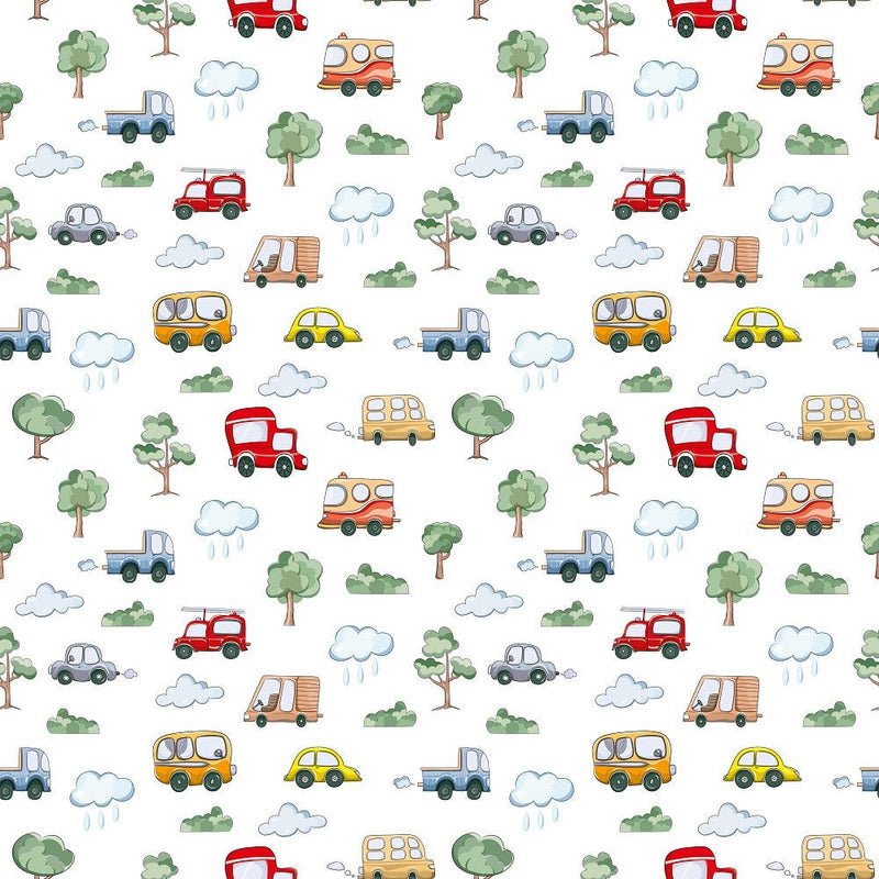 Funny Cars Nature Fabric - ineedfabric.com