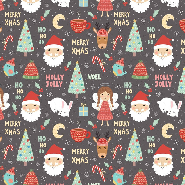 Funny Christmas Icons Fabric - Multi - ineedfabric.com