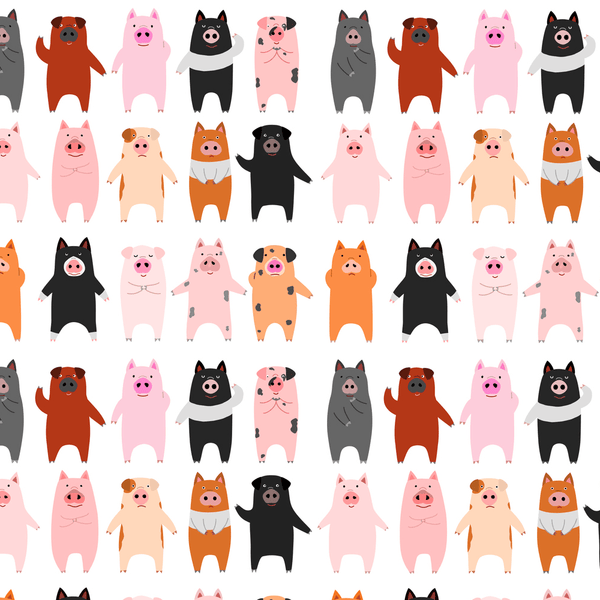 Funny Pigs Fabric - Multi - ineedfabric.com
