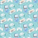 Gamer Pattern 1 Fabric - Blue - ineedfabric.com