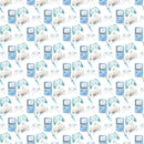 Gamer Pattern 1 Fabric - White - ineedfabric.com