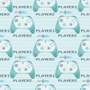 Gamer Pattern 4 Fabric - Blue - ineedfabric.com