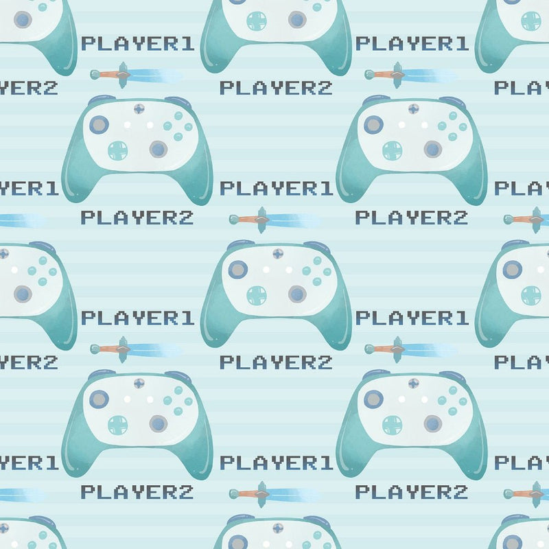 Gamer Pattern 4 Fabric - Blue - ineedfabric.com