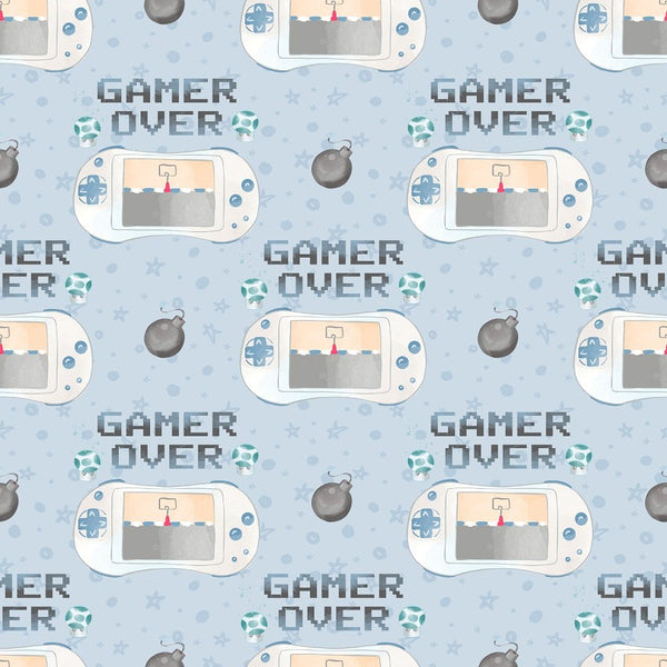 Gamer Pattern 5 Fabric - Ice - ineedfabric.com