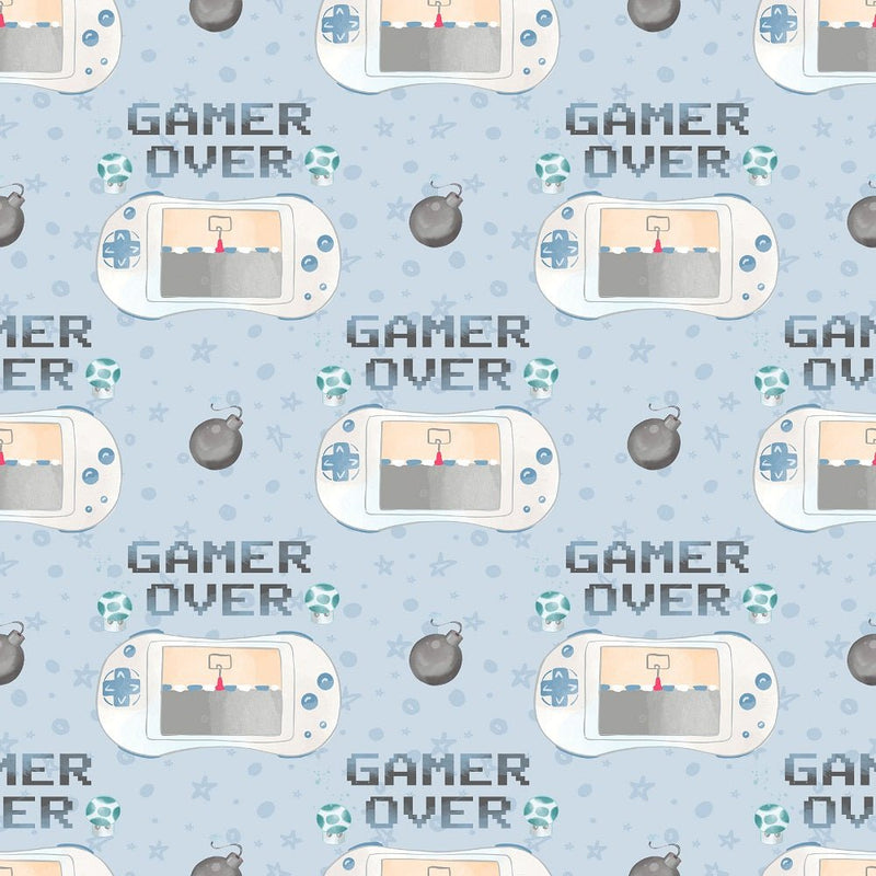 Gamer Pattern 5 Fabric - Ice - ineedfabric.com