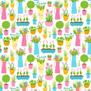 Garden Flower Shop Fabric - White - ineedfabric.com