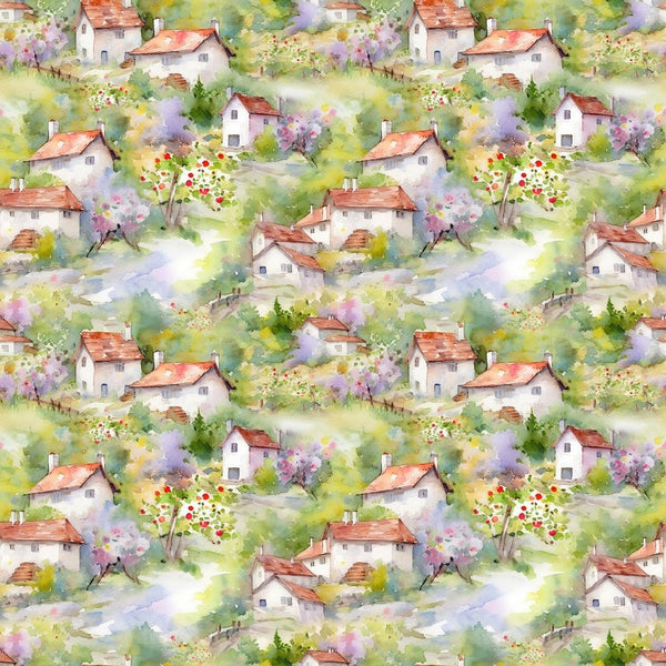 Garden Village Pattern 2 Fabric - ineedfabric.com