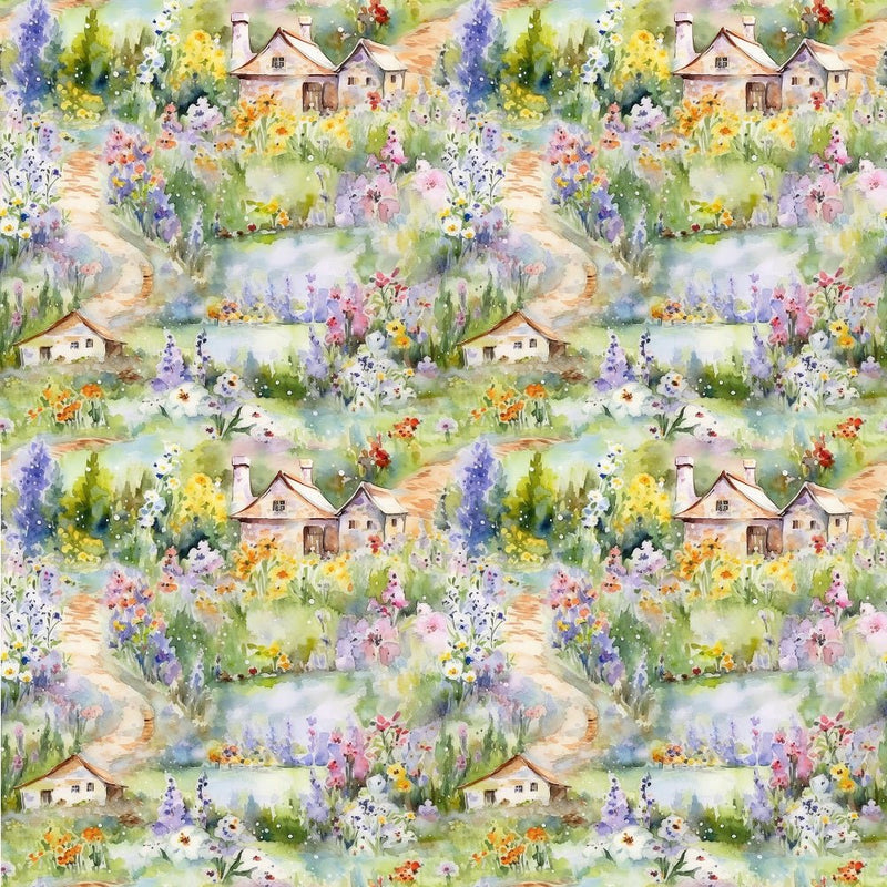 Garden Village Pattern 3 Fabric - ineedfabric.com